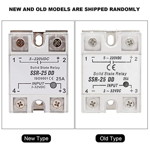Jadeshay Relais à Semi-conducteurs SSR-25 DD 25A 5-220VDC Relais à Semi-conducteurs pour processus d'automatisation Industrielle