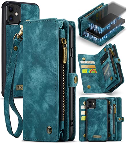 Étui iPhone 11 Portefeuille en Cuir au Design de Luxe avec Pochette Zippée