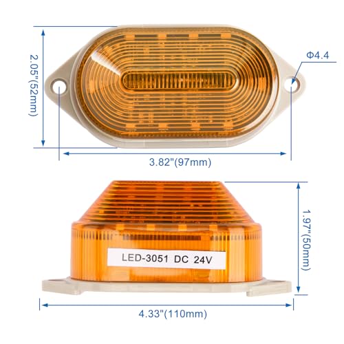 Image of Baomain Warning Lamp LED-3051 (LTE-3051) Industrial DC 24V LED Flash Strobe Light Yellow