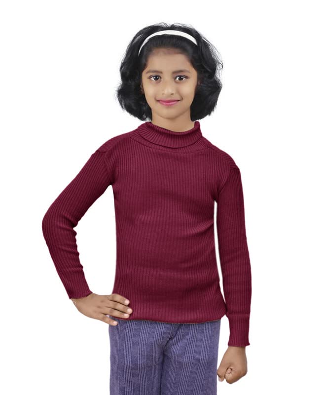 Image of IndiWeaves Girls Wollen Warm High Neck Full Sleeves T-Shirt /Inner /Skivvy for Winter (Pack of 3) Maroon /Pink /Black 4-5 Years 10110-040611-IW-P3-24