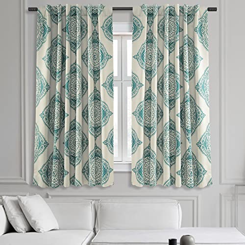 HPD Half Price Drapes Printed Room Darkening Curtains 50 X 63 (1 Panel), BOCH-KC27A-63, Henna Teal, W 50" x L 63" (1 Panels) - Image 2