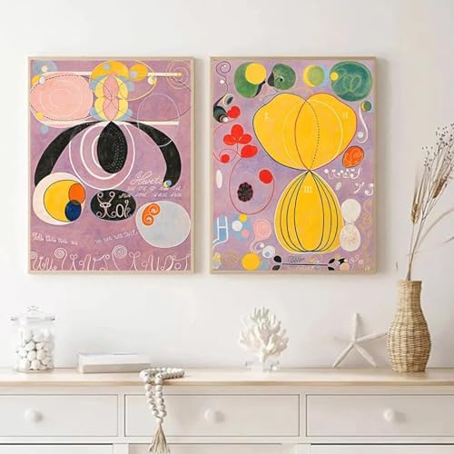 Affiche abstraite déco murale bohème Hilma af Klint et impression sur toile de chambre