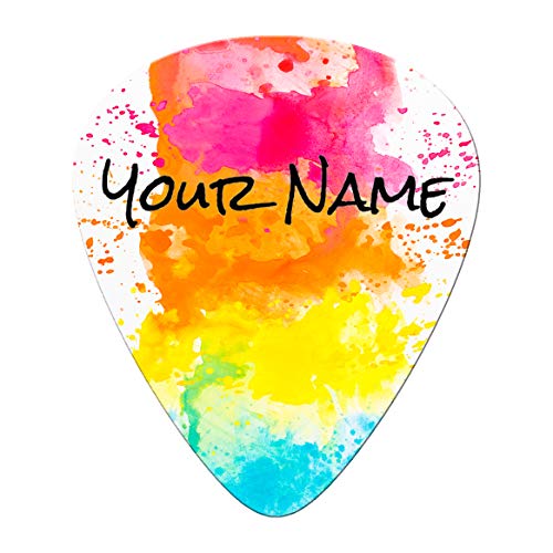 Splatter Personalized Guitar Picks - 5 picks total - Several Amazing Designs to Select From - Just Add your Name. Premium White Celluloid. Great Gift for Any Musician or Guitarist.