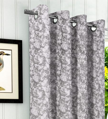 Image of Homestan Abstract Design Velvet Long Door Curtains 9 Feet Long Set of 2 for Home Decor (9 X 4.5 Feet, White)