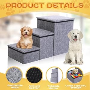   2-Set-Dog-Stairs-for-Small-Dogs-161-h-Dog-Steps-for-High-Beds-3-Steps-Foldable-Stairs-with-Storage-for-Couch-Sofa-and-Chair-Non-Slip-Balanced-Dog-Indoor-Step-Cat-Dog-Ramp-Hold-up-to-165-Lbs