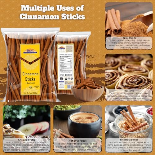 Rani Cinnamon Sticks 7oz (200g) - 36-44 Sticks - Strong Aroma, Perfect for Baking, Cooking & Beverages | 3+ Inches Length - Cassia Saigon Cinnamon from Vietnam | Kosher - Image 3