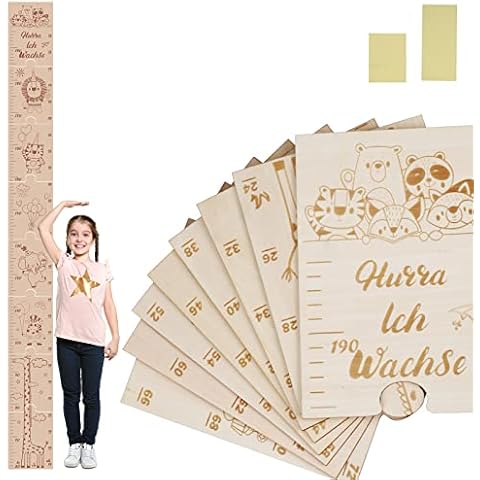 LOOPES Wooden Height Chart Kids Height Growth Wall Chart Height Chart Sliceable Nursery Height Measuring Ruler Animal Growth Chart for Baby Girls Boys Bedroom Wall Decoration 160cm x 14cm Cover
