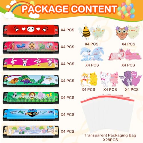 image for Sumapner 28 Pack Kids Harmonica Toy Set, Return Gifts for School Excha