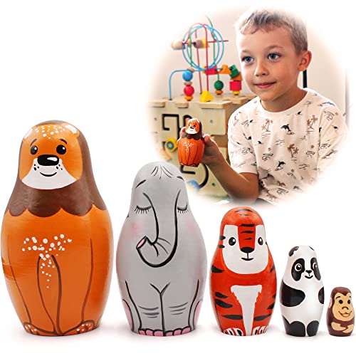 AEVVV Exotic Animals Nesting Dolls Set of 5