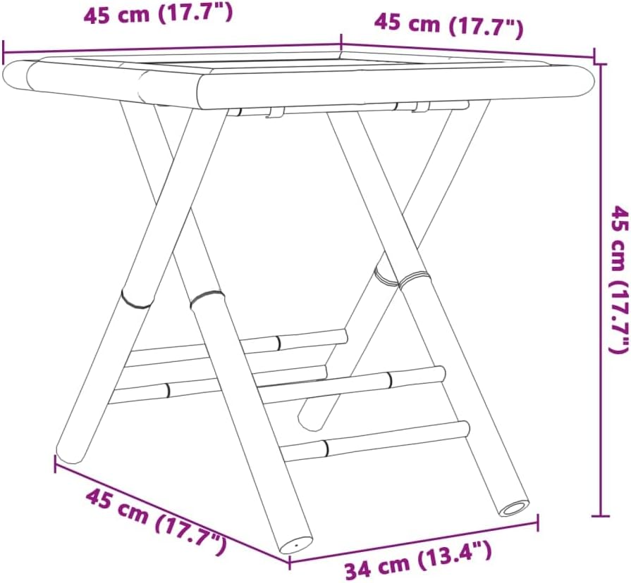 Natural Bamboo Garden Table Small Foldable Patio Side Table Lightweight Water-Resistant Outdoor Bistro Table Compact Square Design for Balcony and Terrace Use
