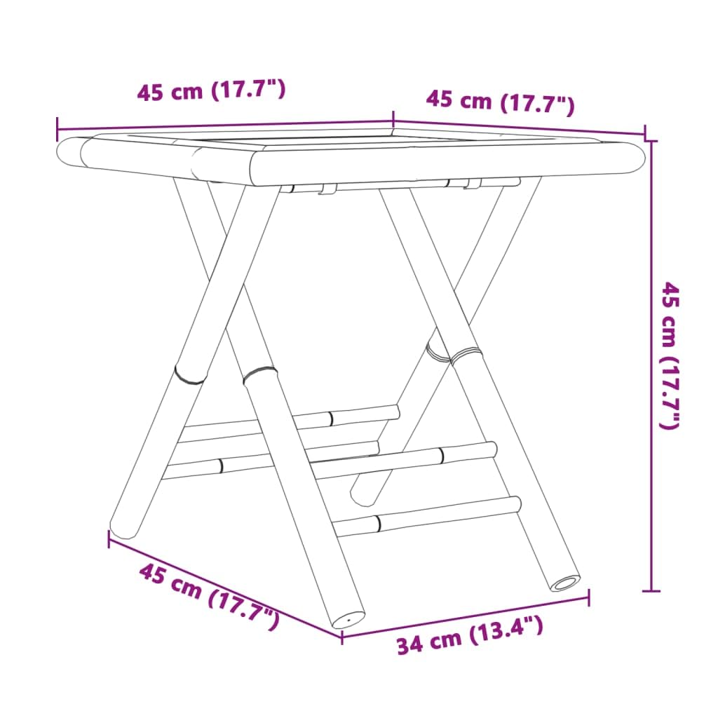 Mesa de jardín plegable de bambú de 45 x 45 x 45 cm, diseño moderno, resistente y duradero, pequeña mesa auxiliar al aire libre para terraza, jardín, camping y balcón