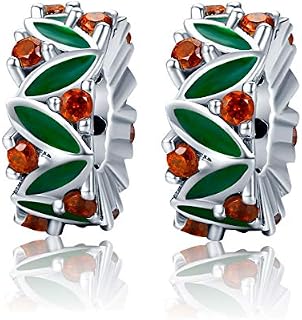 Christmas Charms Gift Stoppers Beads 2 PCS Genuine 925 Sterling Silver Stars Flower Crystal Spacer Bead for Pandora Bracelet Charm Mothers day Charm Mum Gift