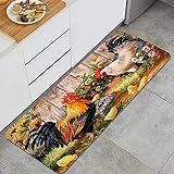 Home Decor Personalized Memory Foam Anti-Fatigue Kitchen Floor Mat,Chicken and Rooster in The Grass