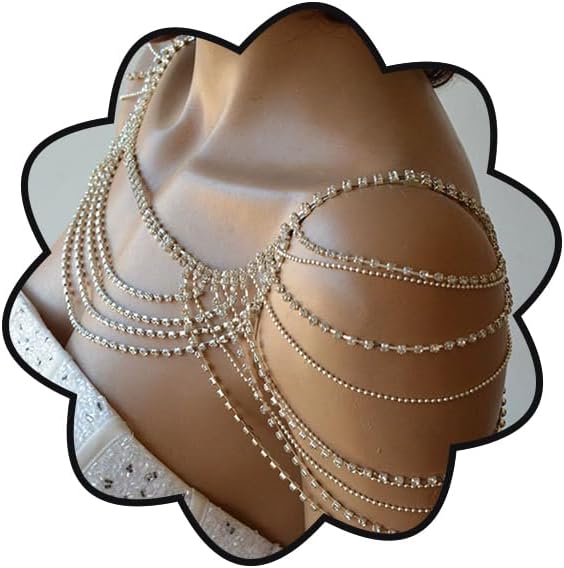 Statement Wedding Bridal Harness Chain Rhinestones Body Chain for Women Shoulder Chain Jewelry