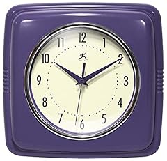 Infinity Instruments Retro Wall Clock 9 Inch Square Clock Silent Non Ticking Mid Century Modern photo Infinity Instruments Retro Wall Clock 9 Inch Square Clock Silent Non Ticking Mid Century Modern