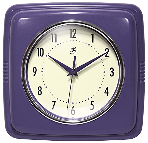 Infinity Instruments Retro Wall Clock - 9 Inch Square Clock