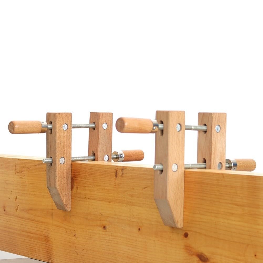 Abrazadera F ajustada a mano de madera para carpintería, clip de madera con presión uniforme para fijación de tablones, herramienta manual de color natural para proyectos de bricolaje