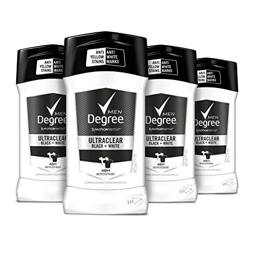 Degree Men UltraClear Antiperspirant Deodorant Black + White 72-Hour Sweat & Odor Protection Antiperspirant For Men With MotionSense Technology 2.7 Ounce (Pack of 4)