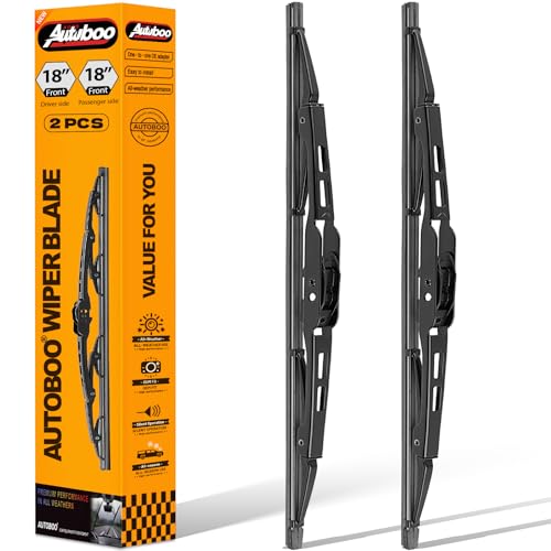 Image of AUTOBOO Windshield Wiper Blade Replacement for Ford Ranger Chevy HHR | Fits Ford Ranger 1995-2011 & Chevy HHR 2006-2011, 18 inch+18 inch, 2-pack, J /U hook, smooth, quiet, streak-free wipe
