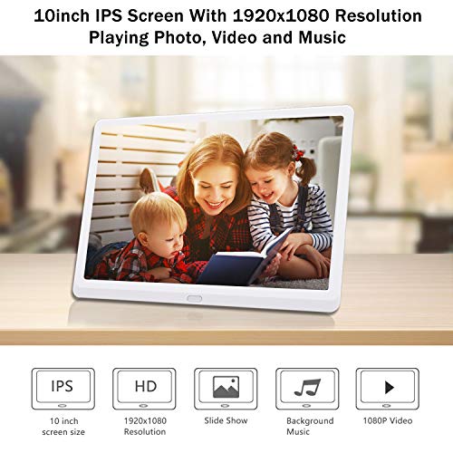 Image of Atatat 10 Inch Digital Photo Frame with 1920x1080 IPS Screen, Digital Picture Frame with 1080P Video, Music, Slideshow, Adjustable Brightness, Auto Rotate, Photo Deletion, Remote, Support SD Card,USB