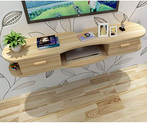 Schwimmende TV-Regale mit Tür, an der Wand montierte Medienkonsole Holz hängender TV-Schrank Multimedia-Wandregal für Kabelboxen Router