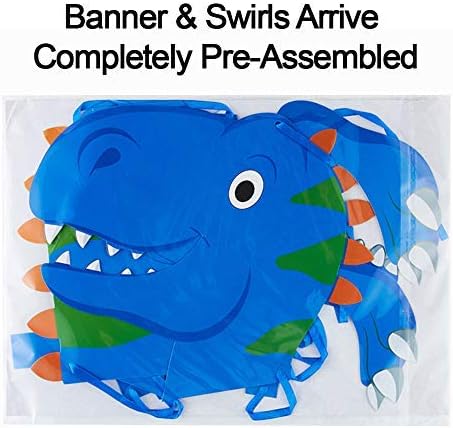 Miniatura 6 de Cartel de feliz cumpleaños de dinosaurio y decoraciones de remolinos colgantes  Premontada  Incluye 30 decoraciones colgantes de remolinos de