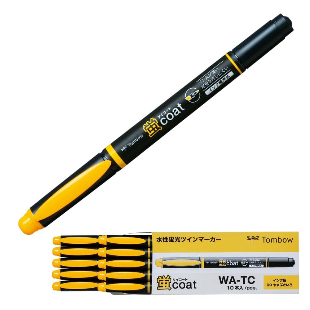 Amazon.co.jp: トンボ鉛筆 蛍光ペン 蛍コート 山吹色 10本 WA