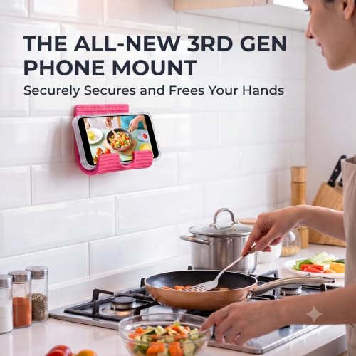Neliangia Flexible Silicone Phone Stand with Suction Cups & Charging Port Cutout, Foldable Handheld Camera Grip Holder for All Smartphones, Rose Red 1 Pack — view 2