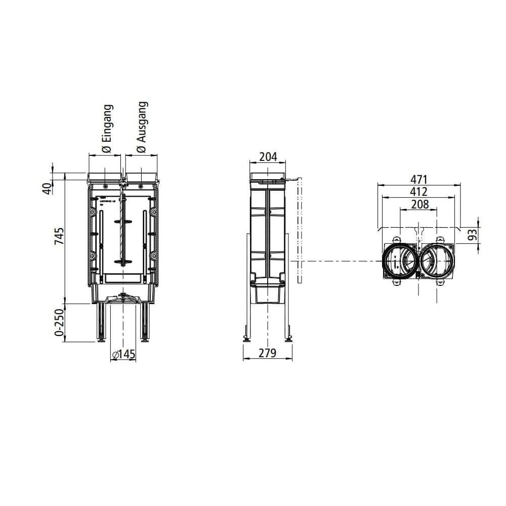 Nachheizkasten LEDA LHK Guss Höhe 74,5cm Ø 180mm/160mm