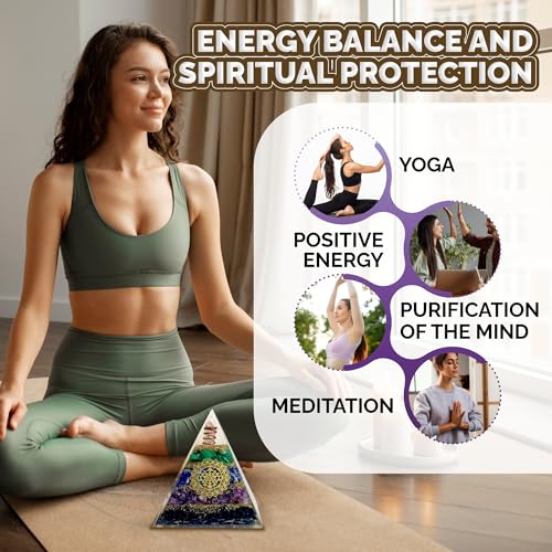 Image of Tourmaline Orgone Pyramid - Anxiety Relief & Energy Shield - Handcrafted Orgone Generator with Tourmaline, Amethyst, Lapis Lazuli & Malachite - Meditation Altar Decor & Gift