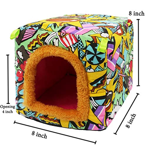 KAMEIOU Small Guinea Pig Rat Hedgehog Small Animal Cage Bed Habitat House Washable Warm Hamster Hedgehog Chinchilla Rat Small Guinea Pig Bedding Habitat Nest Cube Cave for Small Animals Beds