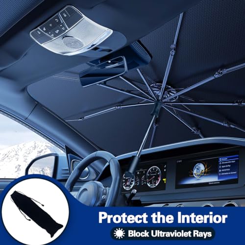 Image of 2026 Windshield Sun Shade Umbrella, Foldable Car Umbrella Sunshade with UV Block Car Front Window (Heat Insulation Protection) for Auto Windshield Covers Trucks Cars (Large)