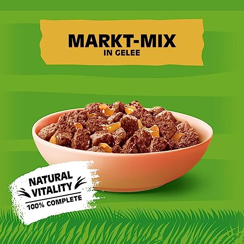 Kitekat Katzenfutter Nassfutter Markt-Mix in Gelee – Feuchtfutter in 48 Portionsbeuteln – 2er Pack (2 x 24 Portionsbeutel à 85g)