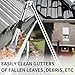 Gutter Cleaning Tools from The Ground, 13.1FT Adjustable Gutter Cleaner Pole with 180° Pivoting Head & Replaceable Brush, 10-Section Leaf Cleaning Tool - No Ladder Needed