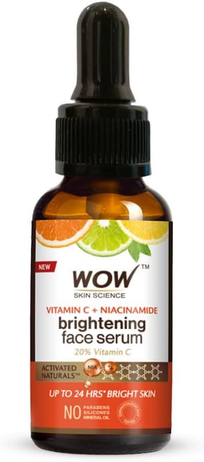 WOW Skin Science Brightening 20% Vitamin C Face Serum | Boost Collagen and Elastin for Anti aging, Skin Repair | For Dark Circles, Fine Lines | Glowing Skin | Hydrates | 15 ml