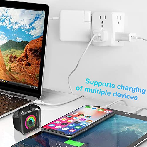 Unidapt Multi Plug 6 Outlet Extender, 2 Pack Surge Protector Wall Splitter, 1800J Power Strip 3 Side Wide Spaced Adapter Multiple Charger Expander, Mountable Wall Tap For Office Home Travel Etl Listed #TOP6