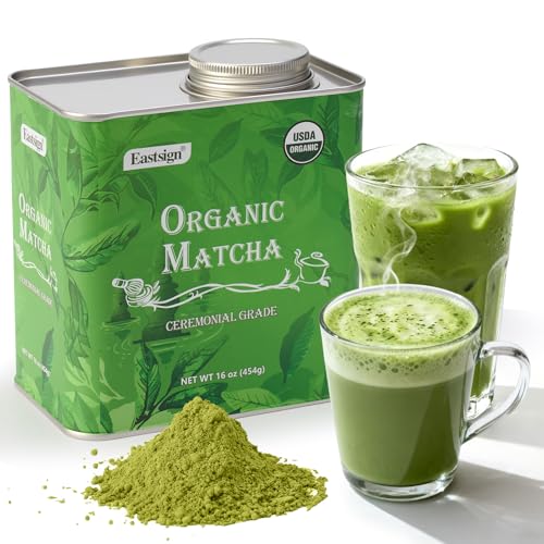 Eastign Ceremonial Matcha Powder Bulk Size (1lb/454g),Organic Ceremonial Grade Matcha,USDA