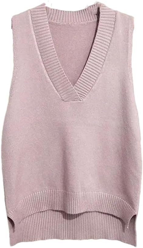 Women V-Neck Knitted Vest Women's Sweater Loose Wild Sweater Vest Sleeveless Sweater Casual Sweater Vest