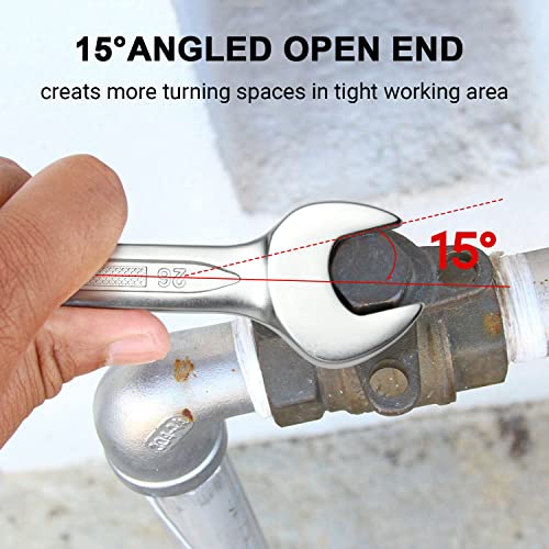 Image of Jetech 26mm Combination Wrench, Metric 12-Point Chrome Vanadium Steel Spanner, Industrial Grade with 15-Degree Offset, Sand Blasted Finish, Heat-Treated Forged Tool