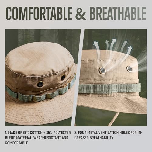 GLORYFIRE Boonie Hat Military Tactical Boonie Hats for Men Women Hunting Fishing Outdoor Tan