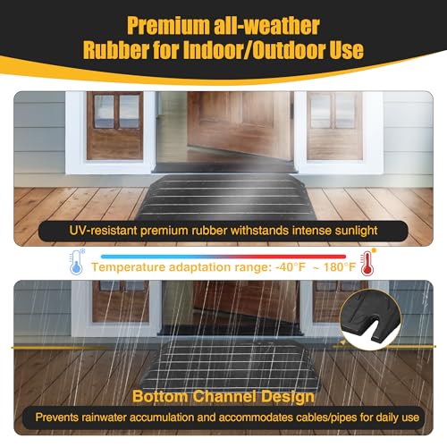 AMBUND Wheelchair Ramp 4\" Rise, Rubber Threshold Ramps for Home Doorway, 5500 lbs Load Capacity, Anti-Slip Curb Ramp for Wheelchair, Stroller, Scooter(4\" Rise,1 Pack) - Thumbnail 5