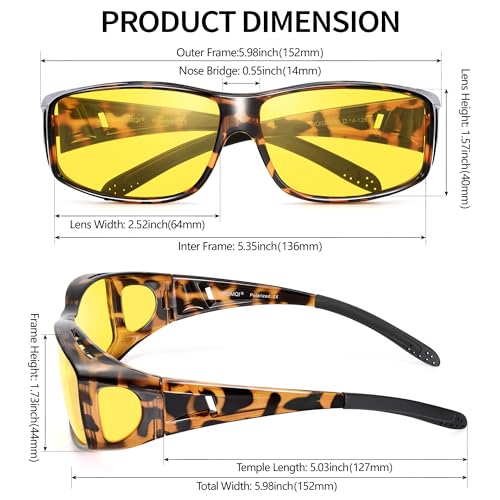 Image of URUMQI Night Vision Driving Glasses Fit Over Eyeglasses for Men Women