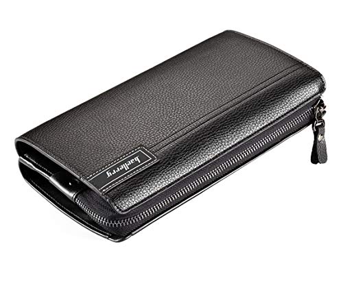 image for Valentoria Black Sales Friday Deals Mens Long Leather Cellphone Clutch