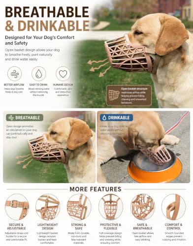 Image of RvPaws Dog Mouth Cover Muzzle /Bite Guard with Adjustable Strap Size (Medium No.- 4)