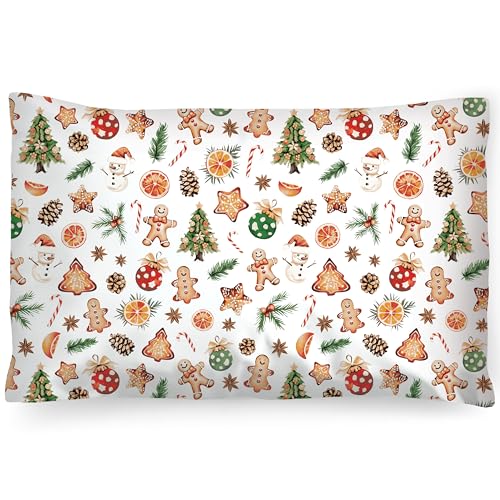 PinkZebra Kopfkissenbezug Weihnachten 40 x 80 cm aus 100% Baumwolle,...