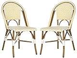 Safavieh Home Collection Hooper Indoor-Outdoor Stacking Side Chairs | Yellow & White | Set of 2