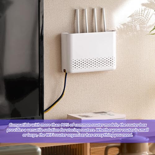 WANDGU Router Box: WiFi Router Aufbewahrungsbox, ABS Wireless Router Rack, Wandmontage Router Kasten, Wall Mounted WiFi Storage Box, Router Verstecken Verstecken Box für Heimdekoration (25,6x17 cm)