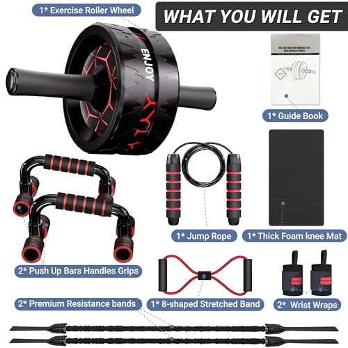 Readaeer Ab Roller Wheel, Ab Exercise Wheels Kit with Ab Roller, Resistance Bands, Knee Mat, Jump Rope, Push-Up Bar - Image 5