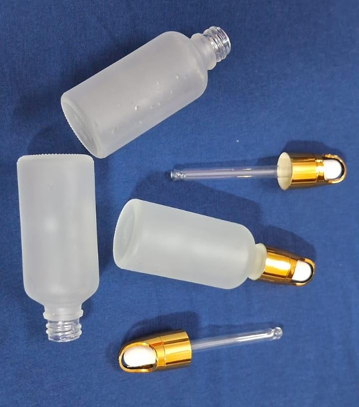 SheenBiz 30 ml Frosted Glass Bottle (Pack of 3) + Glass Dropper with Gold Basket Sleeve and Silicon White Teat| Refillable| Leak-Proof-image-37