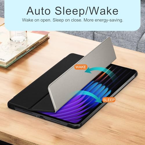 Image of MOCA Case for Xiaomi Mi Pad 8 /8 Pro Mi Pad 7 /7 Pro 11.2 Inch Tablet, Magnetic Flip Stand Cover with Stylus Holder, Transparent Back, Auto Wake /Sleep, Slim Shockproof Protective Shell Black